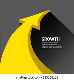 vector flat abstract Business graph and chart on black background. vector golden grow up arrow.