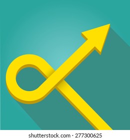vector flat abstract Business graph and chart on azure background. vector golden grow up arrow.