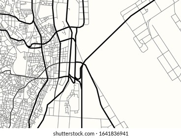 Vector flat abstract city map, geographical area in graphics