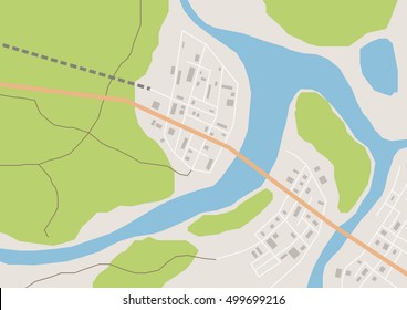 Vector flat abstract geographical country map with houses