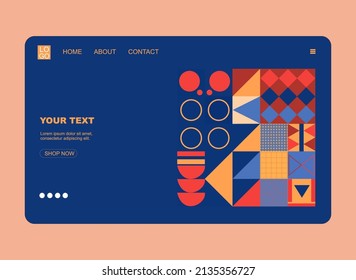 Vector Flat Abstract Geometric Landing Page Web Header Design