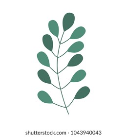 Vector flat abstract green plant icon. Wild meadow field grass garden spring easter, women day romantic holiday, wedding invitation card decoration element summer floral Illustration white background