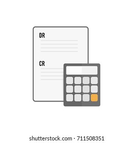 vector flat accounting icon credit debit paper and calculator 