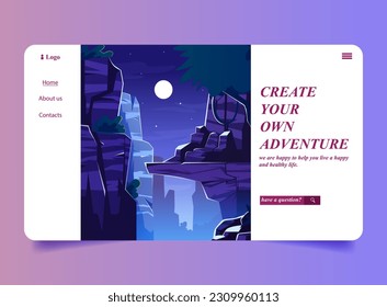vector flat adventure landing page  template for business