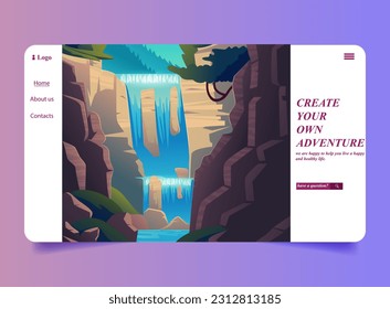 vector flat adventure landing page  template for business travel