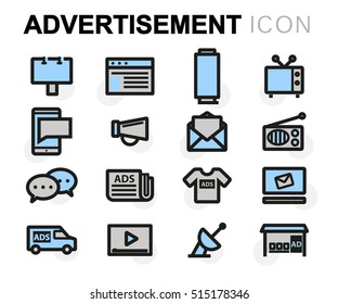 Vector flat advertising icons set on white background