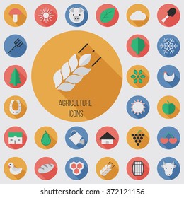 Vector flat agriculture Icons set