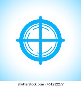 Vector flat aim icon isolated on white background. Game target symbol sample design. Sniper shooting mark.