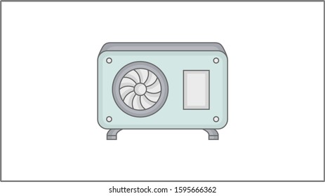 Vector Flat Air conditioning Icon. Ventilator Illustration. Ventilation Drawing. 