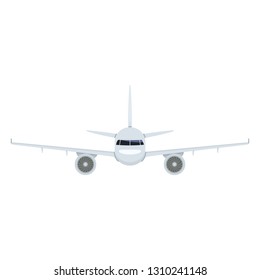 Vector Flat Airplane with Chassis Illustration. Front View Civil Plane