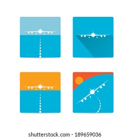 vector flat airplane icon set.  vector airplane symbol collection