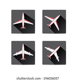 vector flat airplane icon set. vector airplane symbol collection. travel by plane icon set