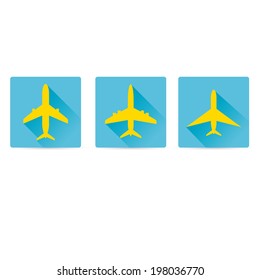 vector flat airplane icon set. vector airplane symbol collection. travel by plane icon set