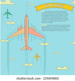 Vector Flat Airplanes.Air Travel