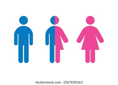 Vector Flat All Gender Symbols. Male, Unisex or Transgender and Female Icons.