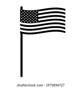 Vector flat American USA black flag isolated on white background