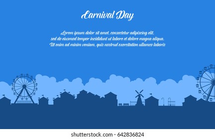 Vector flat of amusement park scenery silhouette