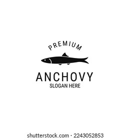 Vector flat anchovy logo design concept template illustration