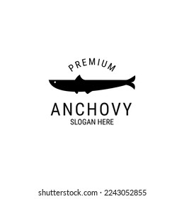 Vector flat anchovy logo design concept template illustration