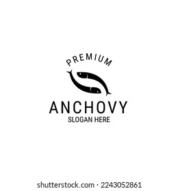 Vector flat anchovy logo design concept template illustration