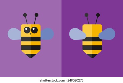 Vector flat animal. Bee icon. Flat zoo. Eps10