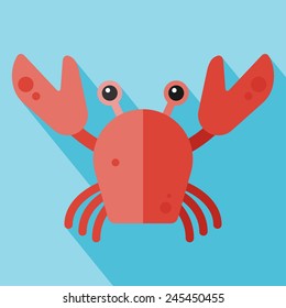 Vector flat animal. Crab icon. Flat zoo. Eps10
