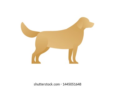 Vector flat animal dog illustration. Cute brown gradient golden retriever isolated on white background. Design element