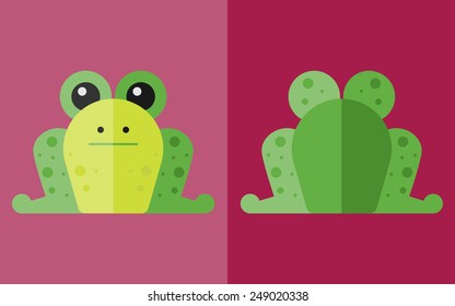 Vector flat animal. Frog icon with back. Flat zoo. Eps10