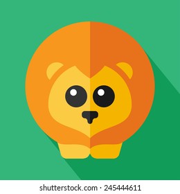 Vector flat animal. Lion icon. Flat zoo. Eps10