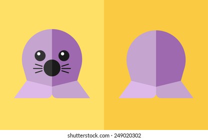 Vector flat animal. Seal icon with back. Flat zoo. Eps10