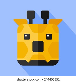 Vector flat animal. Square giraffe icon. Flat zoo. Eps10