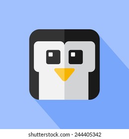Vector flat animal. Square penguin icon. Flat zoo. Eps10