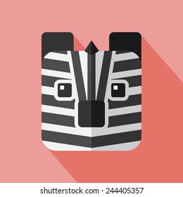 Vector flat animal. Square zebra icon. Flat zoo. Eps10