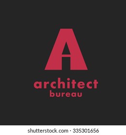 Vector flat architecture company logo collection. Design studio insignia. House design bureau and home market brand mark template.