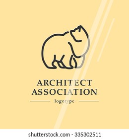 Vector flat architecture company logo collection. Design studio insignia. House design bureau and home market brand mark template.