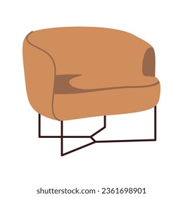 Vector flat armchair. Cozy comfortable office living room chair for indoor space design. Office interior furniture. Illustration isolated on background