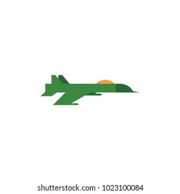 Vector flat army, military, 23 of february, Russian Defender of the Fatherland Day symbol icon military green jet, plane, aircraft. Isolated illustration, white background