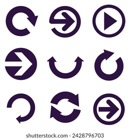 Vector flat arrows isolated on white background. Collections for web design, interface and more. EPS 10.
