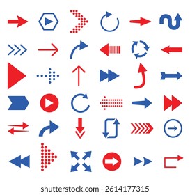 Vector flat arrows set. Clipart for web design, mobile apps, interface and so on