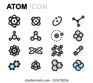 Vector flat atom icons set on white background