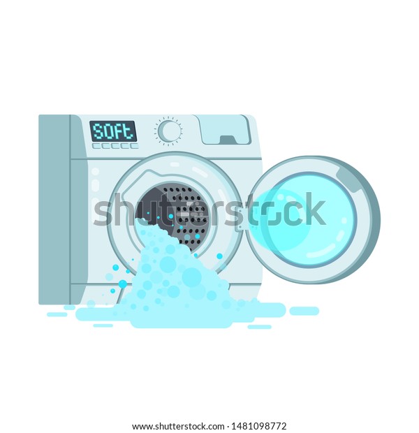 Vector Flat Automatic Broken Washingmachine Frontloading