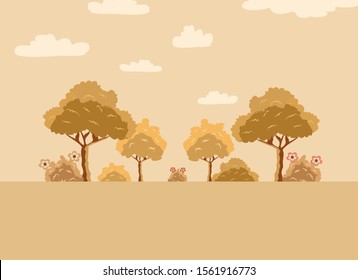 Vector. Flat autumn forest landscape