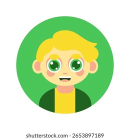 Ilustração de avatar plano vetorial de um jovem com cabelo loiro. O design minimalista e moderno é ideal para fotos de perfil, mídia social, interfaces de usuário e web design. Isolado