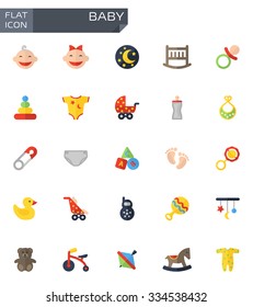 Vector flat baby icons set