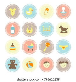 vector flat baby icons set