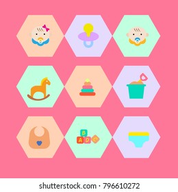 vector flat baby icons set