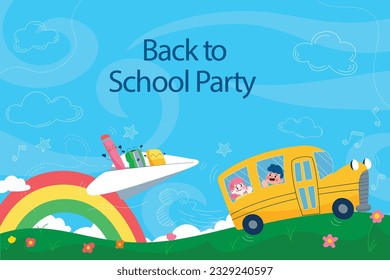 vector flat back to school party illustration