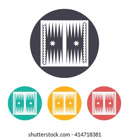 Vector flat backgammon table with dices icon with set of 3 colors 