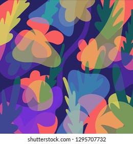 Vector flat background with floral motif. Color rich art will be the perfect solution for your design, greeting card, textile, banner.