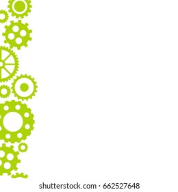 Vector flat background with green gears on the right side. eco friendly technology wallpaper
